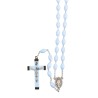 Chapelet sur chaine indécrochable grains plastique ovales Ø 8 mm, longueur au cœur 35 cm, croix avec Christ.