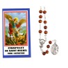 Chapelet de dévotion de saint Michel grains en bois avec notice, livré en sachet individuel.