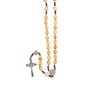 Chapelet de saint Benoît sur corde avec fermoir, grains en bois clair 7 mm, croix de saint Benoît, 30 cm au cœur.