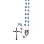 Chapelet grains gomme, Ø 7 mm, chaine couleur argentee, longueur au cœur 31 cm, croix avec Christ.