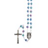 Chapelet grains gomme, Ø 7 mm, chaine couleur argentee, longueur au cœur 31 cm, croix avec Christ.