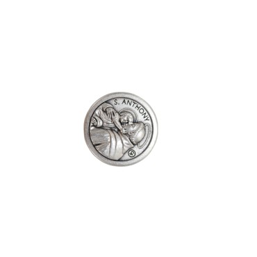 Mini plaque auto Ø 2.5 cm en metal couleur argentee. Plusieurs saints.