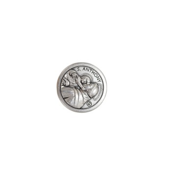 Mini plaque auto Ø 2.5 cm en metal couleur argentee. Plusieurs saints.