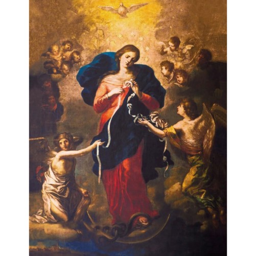 Image cartonnée de Marie qui défait les nœuds. Plusieurs tailles disponibles.