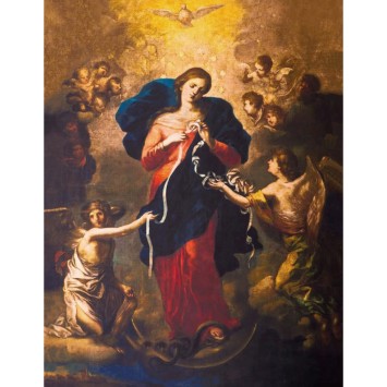 Image cartonnée de Marie qui défait les nœuds. Plusieurs tailles disponibles.