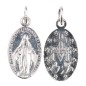 Medaille alliage metal/aluminium couleur argentee de la Vierge Miraculeuse inscription en Francais, plusieurs tailles.