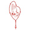 Autocollant transparent 7.5 x 15 cm mains en priere et chapelet, plusieurs couleurs.