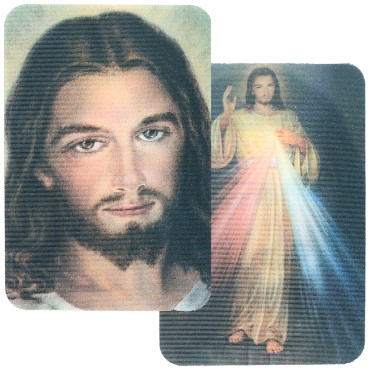 Carte plastifiée en relief, 8,5 x 5 cm, avec plusieurs saints.