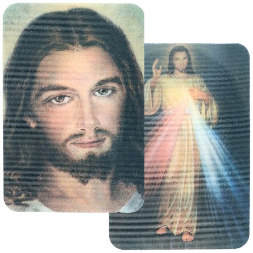 Carte plastifiée en relief, 8,5 x 5 cm, avec plusieurs saints.