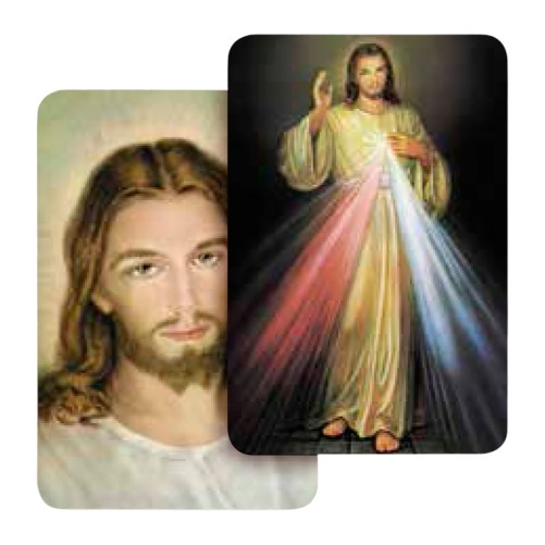 Carte plastifiée en relief, 24 x 17 cm, représentant plusieurs saints.