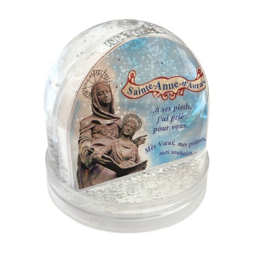 Boule a neige paillette de couleur argentee Ø 9 cm livre en boite individuelle. Personnalisable avec 2 photos.