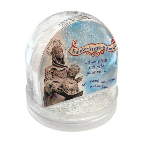 Boule a neige paillette de couleur argentee Ø 9 cm livre en boite individuelle. Personnalisable avec 2 photos.