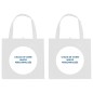 Sac shopping blanc en matière non tissé sublimation rectangle personnalisable H.34 x 40 cm. 2 personnalisations.