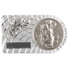 Plaque auto arrondie et striée H. 3 x 5,5 cm en alu avec rose et médaille de saint Christophe.