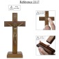 Crucifix de Saint Benoit a poser ou a suspendre en bois avec Christ en dore antique. Existe en plusieurs tailles.