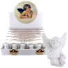 Boite presentoir 36 anges blancs avec un cœur, H. 4,4 cm, presentes dans une boite individuelle