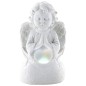 Ange assis en pière avec un coeur lumière tournante- Hauteur 9 cm