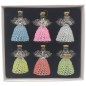 Ange en verre robe façon dentelle-Hauteur 6 cm. Série de 6 anges assortis.