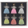 Ange en verre robe façon dentelle-Hauteur 6 cm. Série de 6 anges assortis.