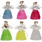Ange en verre robe façon dentelle-Hauteur 6 cm. Série de 6 anges assortis.