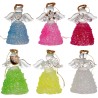 Ange en verre robe façon dentelle-Hauteur 6 cm. Série de 6 anges assortis.