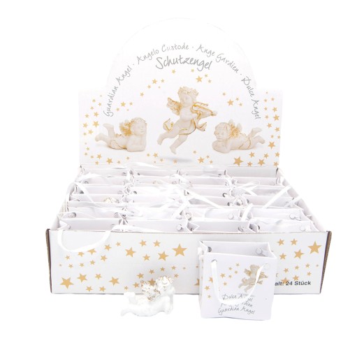 Ange gardien blanc en resine - hauteur 3 cm livre dans une pochette cadeau - BOITE DE 24 ANGES ASSORTIS