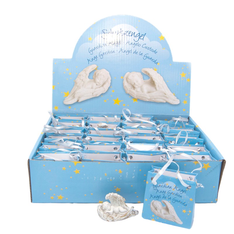 Ange gardien endormi dans ailes hauteur 5,5 cm livre dans une pochette cadeau - BOITE DE 24 ANGES ASSORTIS