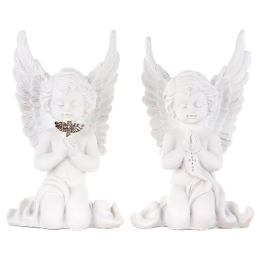 Anges en resine avec croix strass H. 17.50 cm, LOT DE 2 ASSORTIS