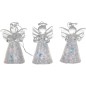 Ange en verre paillete avec etoile - Hauteur : 4,5 cm, Serie de 3 anges assortis.