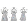 Ange en verre paillete avec etoile - Hauteur : 4,5 cm, Serie de 3 anges assortis.