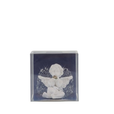 Boîte de 24 anges en résine - H. 5 cm (6 lots de 4 anges assortis en boîte individuelle)