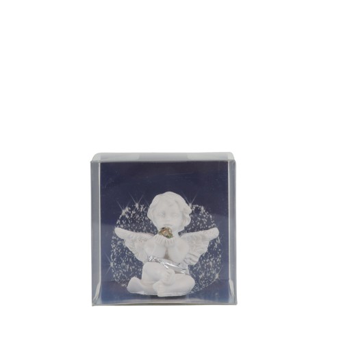 Boîte de 24 anges en résine - H. 5 cm (6 lots de 4 anges assortis en boîte individuelle)