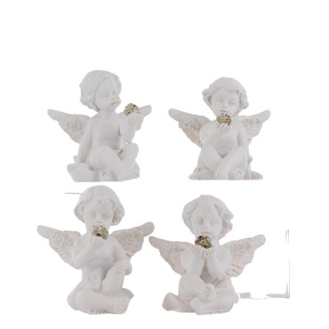 Boîte de 24 anges en résine - H. 5 cm (6 lots de 4 anges assortis en boîte individuelle)