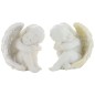 Boite de 4 anges assis en resine couleur doree et argentee - H. 12.5 cm. (1 lot de 4 anges assortis)