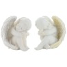 Boite de 4 anges assis en resine couleur doree et argentee - H. 12.5 cm. (1 lot de 4 anges assortis)