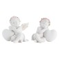 Boite de 6 anges  decor roses avec coeur, H. 7cm ( 3 lots de 2 assortis)