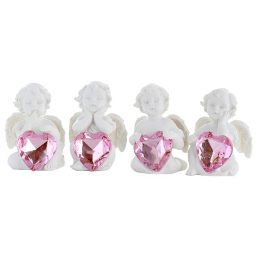 Boite de 12 anges avec coeur de couleur rose H.6 cm (3 lots de 4 anges assortis) ARRIVAGE AVRIL 2025