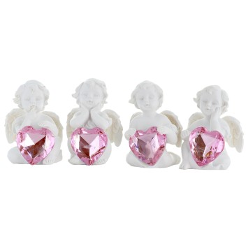 Boite de 12 anges avec coeur de couleur rose H.6 cm (3 lots de 4 anges assortis) ARRIVAGE AVRIL 2025