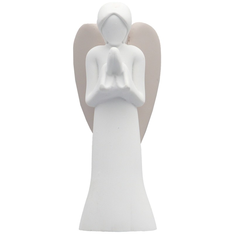 Ange en prière moderne résine blanche. H 12 cm. Livrée en boite.