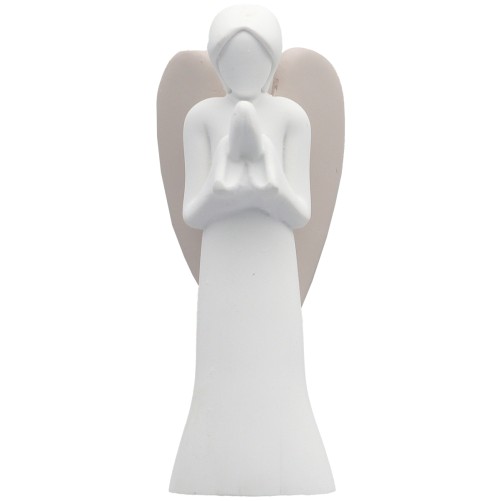 Ange en prière moderne résine blanche. H 12 cm. Livrée en boite.