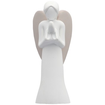 Ange en prière moderne résine blanche. H 12 cm. Livrée en boite.