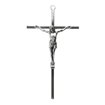 Crucifix avec Christ en métal argenté – Hauteur 19 cm