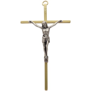Crucifix avec Christ en métal couleur dorée H. 19 cm