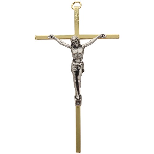 Crucifix avec Christ en métal couleur dorée H. 19 cm