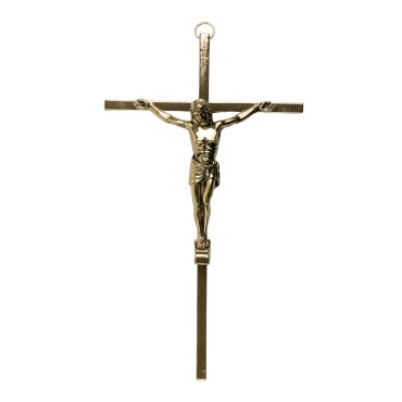 Crucifix avec Christ en métal couleur dorée H. 19 cm