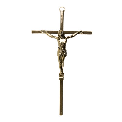 Crucifix avec Christ en métal couleur dorée H. 19 cm