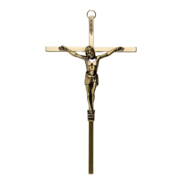 Crucifix avec Christ en métal bronze – Hauteur 19 cm