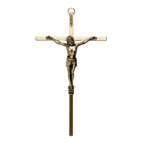 Crucifix avec Christ en métal bronze – Hauteur 19 cm