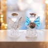 Ange en verre avec decor coeur et robe torsadee H. 4,5 cm, SERIE DE 6 ANGES ASSORTIS