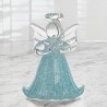 Ange en verre robe sablee avec coeur couleur H. 4,5 cm, SERIE DE 6 ANGES ASSORTIS